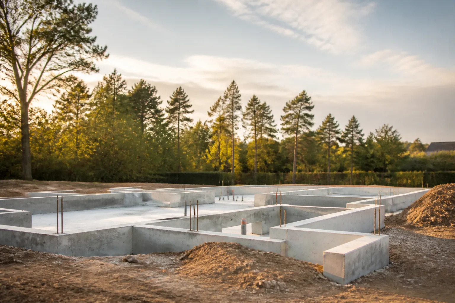 Fondations et terrain de construction d une maison, en Gironde.