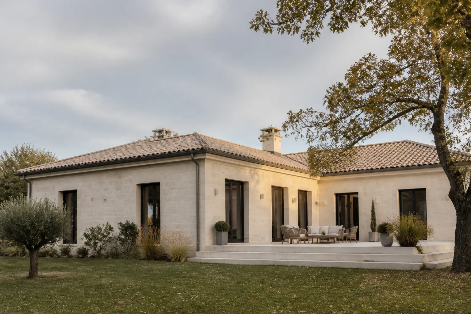 Maison individuelle representative du bati local, en Gironde.