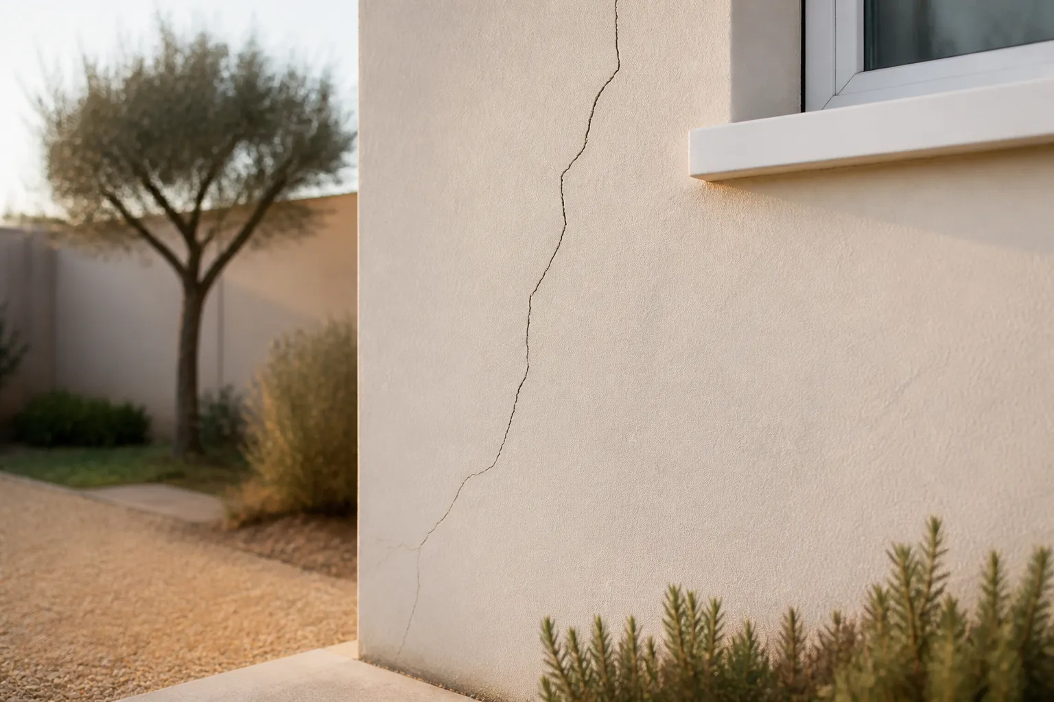 Une fissure sur le mur extérieur d'une maison à surveiller, en Gironde.
