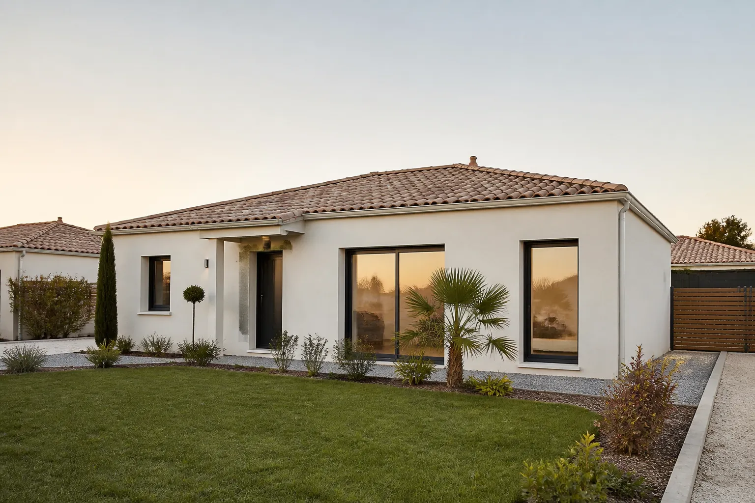 Une maison neuve achevée couverte par les garanties CCMI, en Gironde.