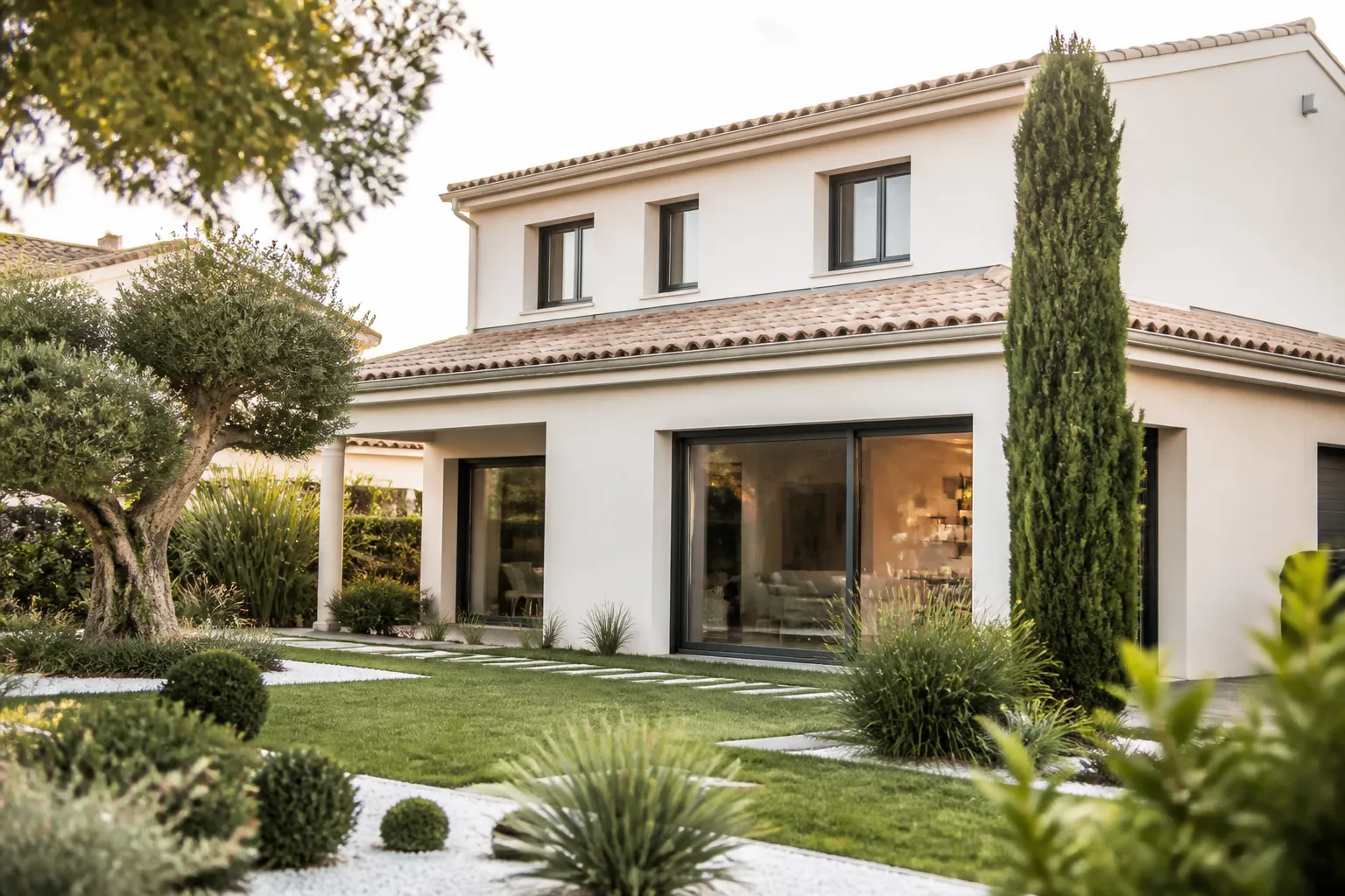 Maison individuelle residentielle avec jardin soigne, en Gironde.