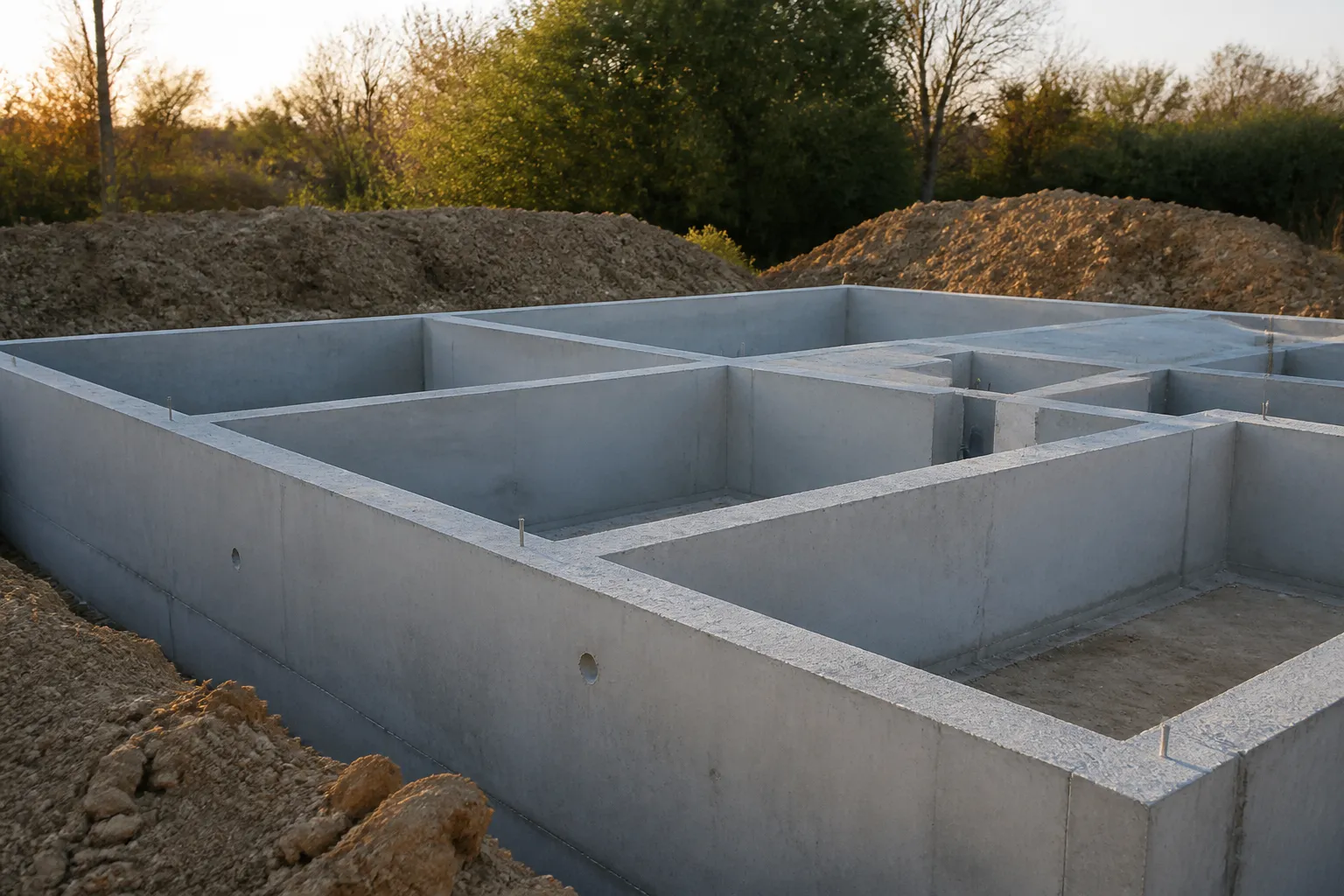 Fondations en béton d'une maison individuelle, en Gironde.