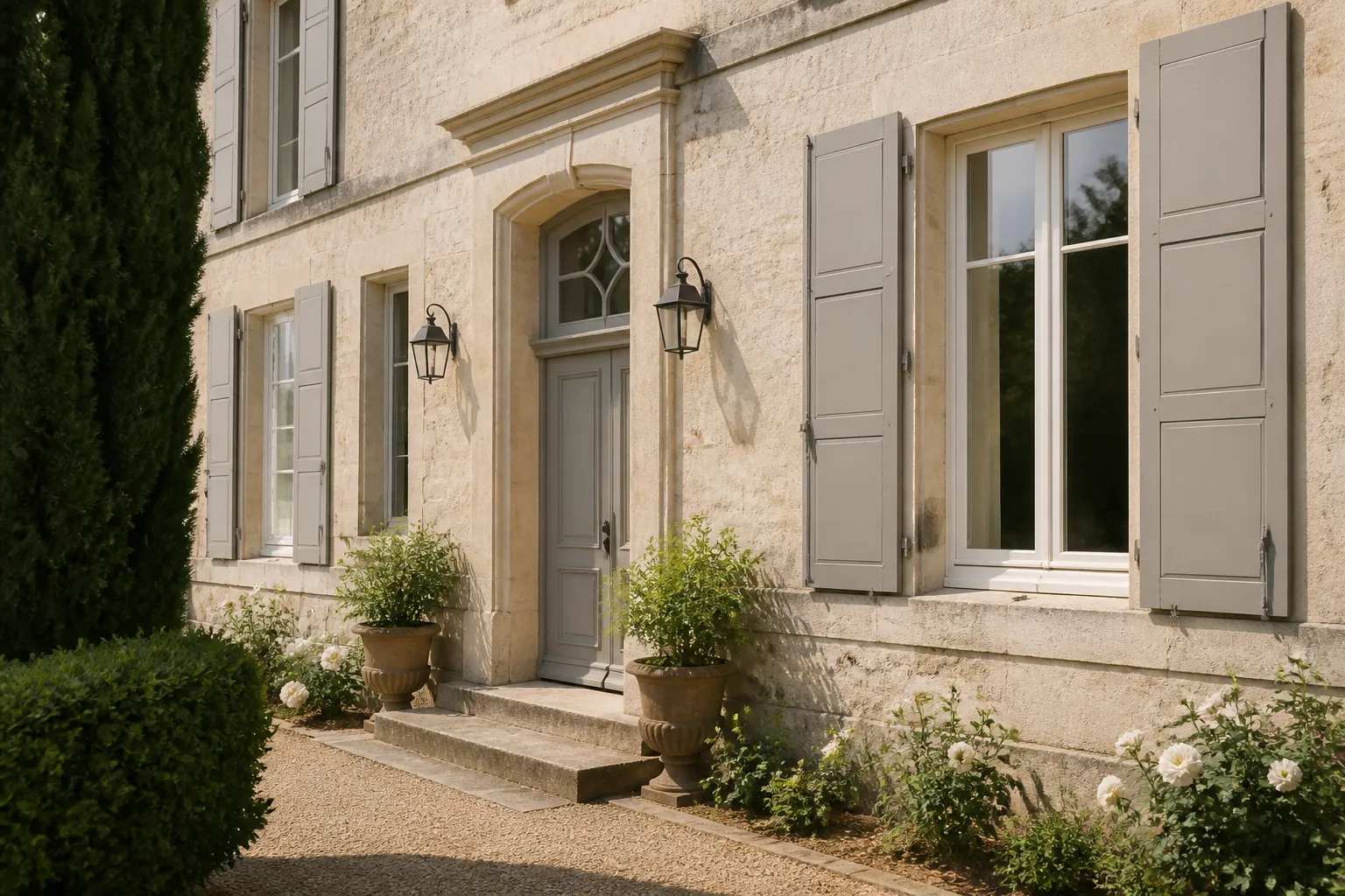 Facade d une maison ancienne, en Gironde.